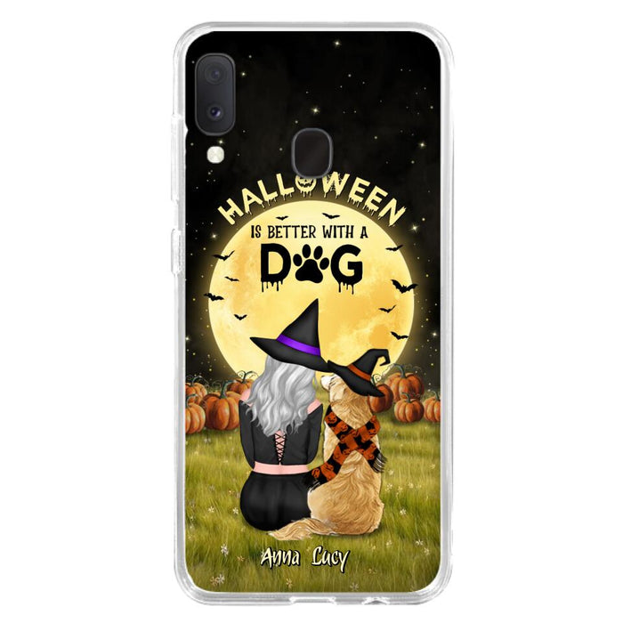 Custom Personalized Halloween Phone Case for iPhone/ Samsung - Gift Idea For Dog Owner with up to 4 Dogs - Halloween Is Better With A Dog