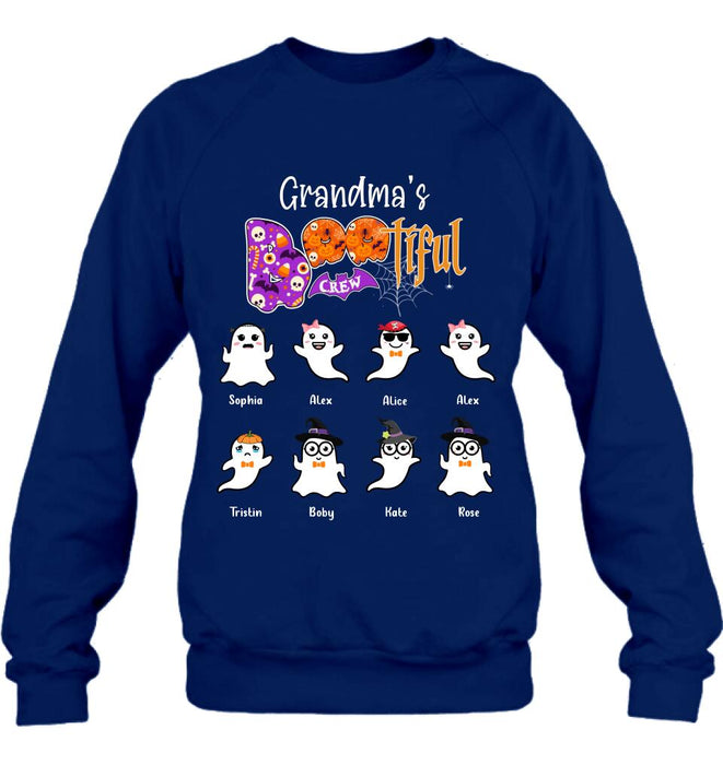 Custom Personalized Grandma T-shirt - Gift For Grandmother With Upto 8 Kids - Grandma's Bootiful Crew