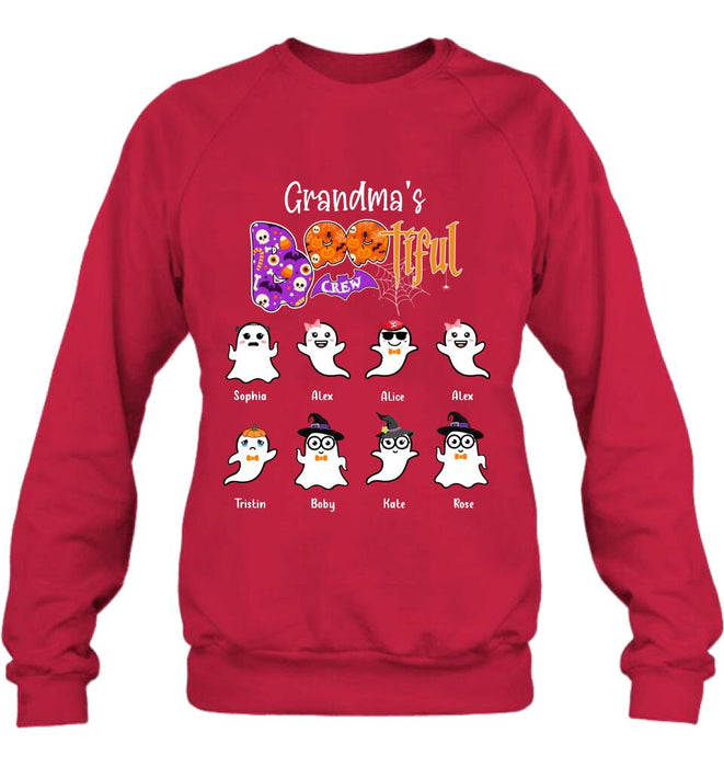 Custom Personalized Grandma T-shirt - Gift For Grandmother With Upto 8 Kids - Grandma's Bootiful Crew