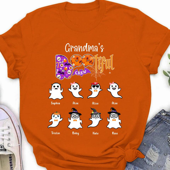 Custom Personalized Grandma T-shirt - Gift For Grandmother With Upto 8 Kids - Grandma's Bootiful Crew