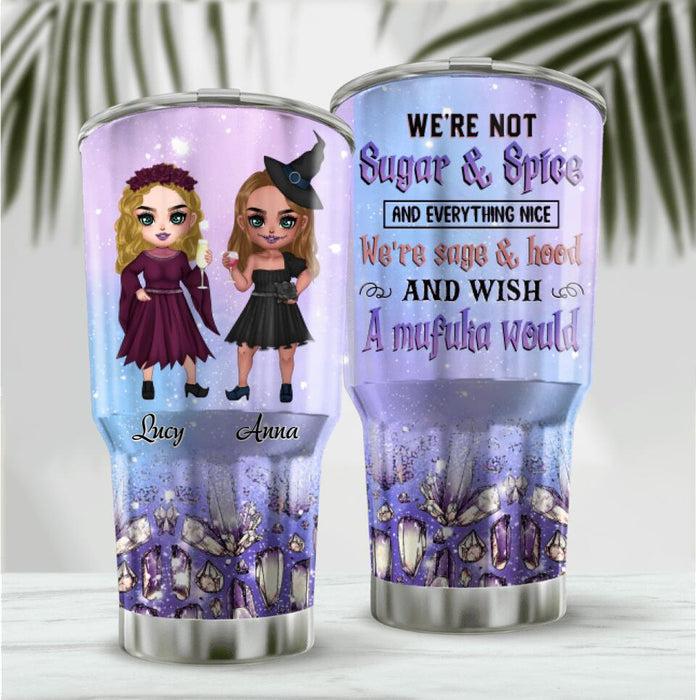 Custom Personalized Besties Witches Irregular Tumbler - Halloween Gift For Friends - We're Not Sugar & Spice