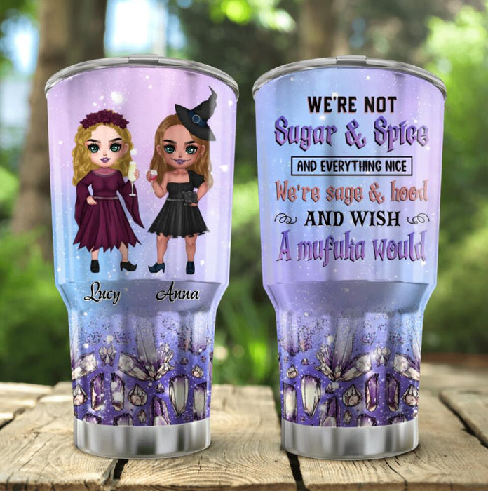 Custom Personalized Besties Witches Irregular Tumbler - Halloween Gift For Friends - We're Not Sugar & Spice