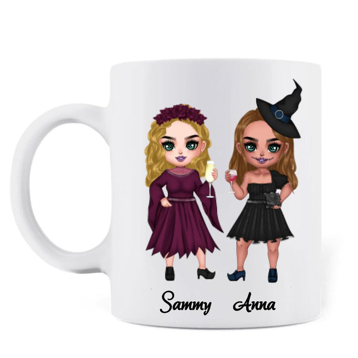 Custom Personalized Besties Witches Mug - Halloween Gift For Friends - We're Not Sugar & Spice