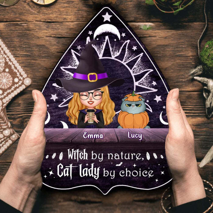 Custom Personalized Pet Witch Wooden Sign - Upto 6 Dogs/ Cats - Gift Idea For Halloween/Dog Lover/ Cat Lover - Witch By Nature Cat Lady By Choice