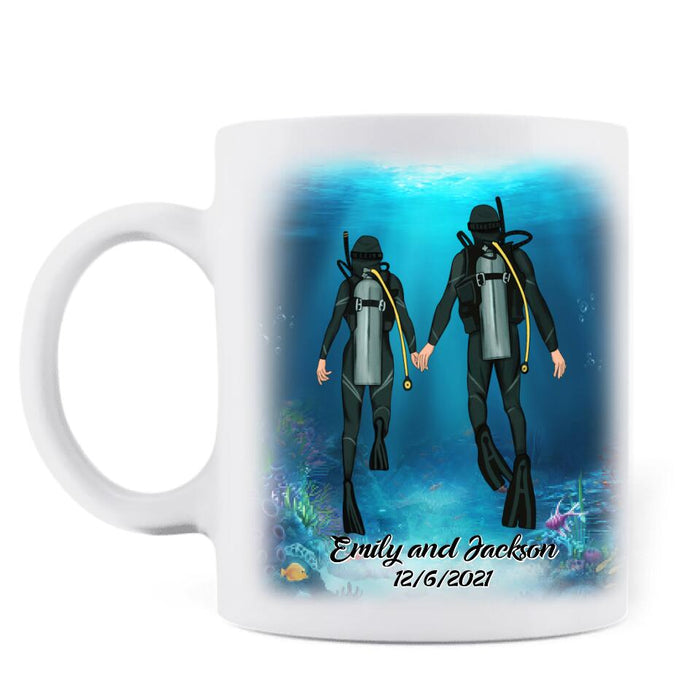 Custom Personalized Couple Diving Coffee Mug - Best Gift For Couple - Just Keep Diving