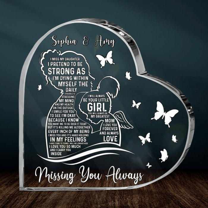 Custom Personalized Mom And Daughter Crystal Heart - Memorial Gift For Mother's Day/Family - Missing You Always