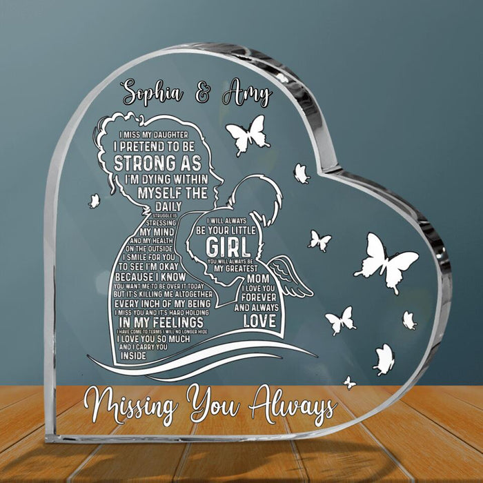 Custom Personalized Mom And Daughter Crystal Heart - Memorial Gift For Mother's Day/Family - Missing You Always