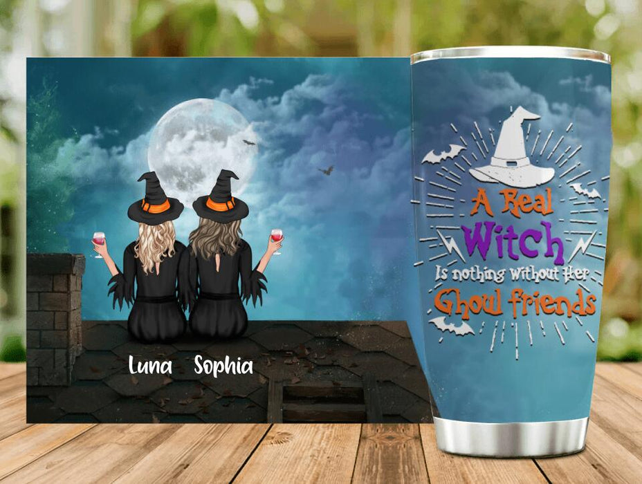 Custom Personalized Witches Tumbler - Witches Upto 3 Cats - Halloween Gift Idea For Friends/Sisters/Besties/Cat Lovers - A Real Witch Is Nothing Without Her Ghoul Friends