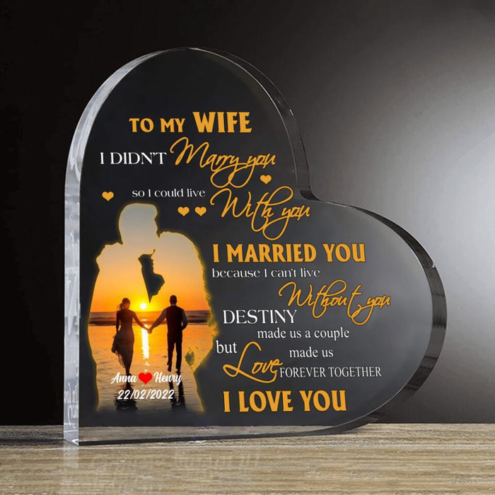 Custom Personalized To My Wife Crystal Heart - Gift Idea For Wife From Husband - Destiny Made Us A Couple But Love Made Us Forever Together