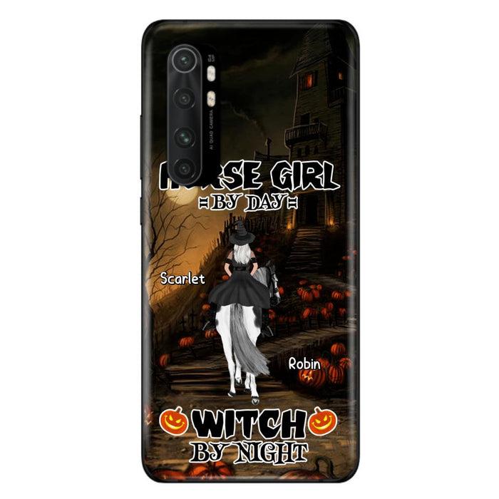 Custom Personalized Witch Riding Horse Phone Case - Halloween Gift For Horse Lovers/ Friends/ Besties - Upto 4 Girls - Horse Girl By Day Witch By Night - Case For Xiaomi, Oppo And Huawei