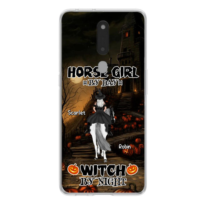 Custom Personalized Witch Riding Horse Phone Case - Halloween Gift For Horse Lovers/ Friends/ Besties - Upto 4 Girls - Horse Girl By Day Witch By Night - Case For Xiaomi, Oppo And Huawei