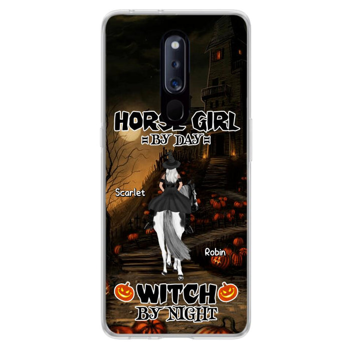 Custom Personalized Witch Riding Horse Phone Case - Halloween Gift For Horse Lovers/ Friends/ Besties - Upto 4 Girls - Horse Girl By Day Witch By Night - Case For Xiaomi, Oppo And Huawei