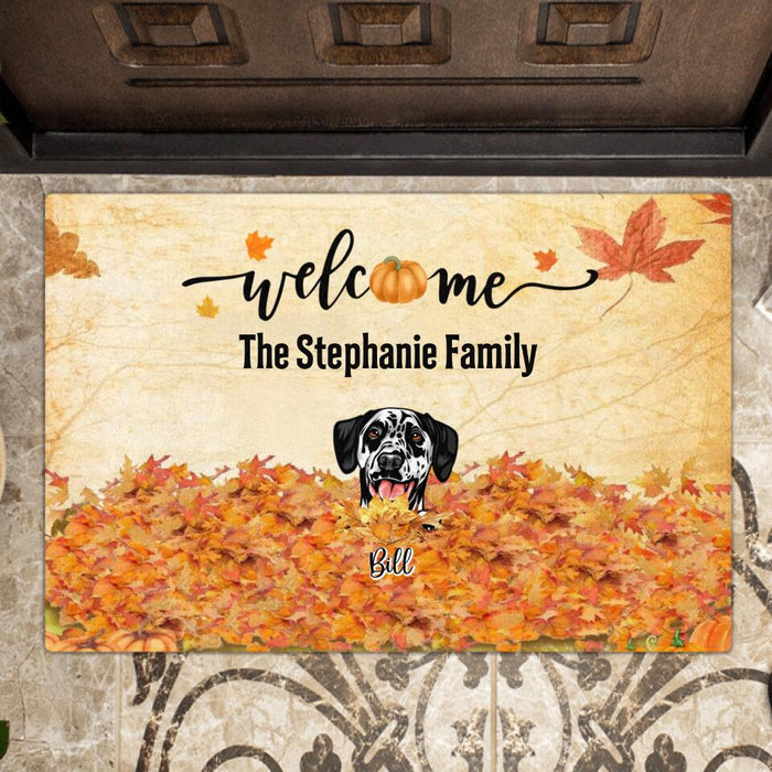 Custom Personalized Autumn Cat Dog Doormat - Upto 5 Pets - Best Gift For Dog/ Cat Lover- 6A1NG6