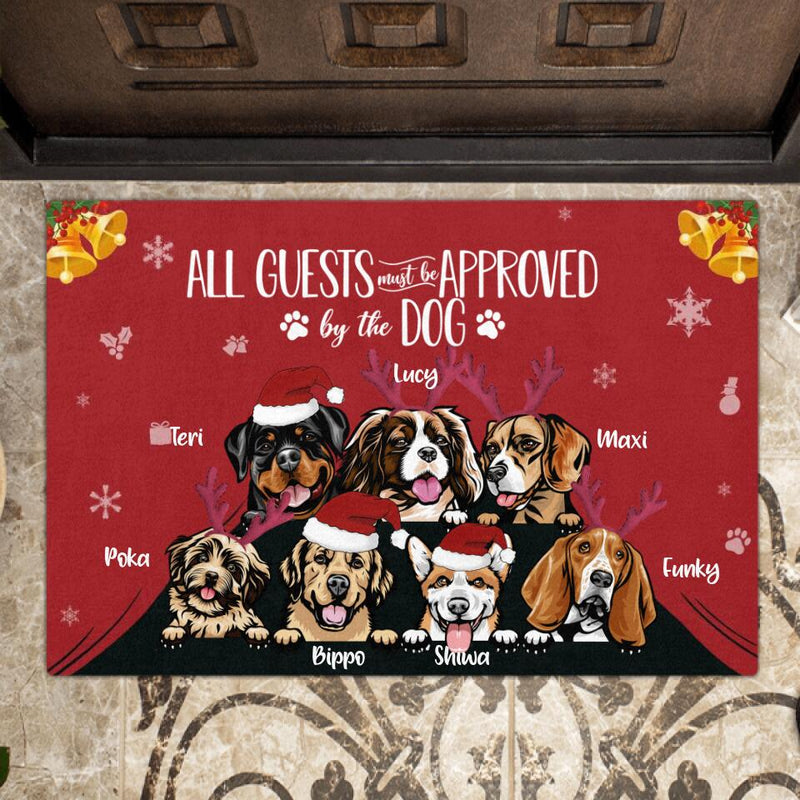 Personalized Christmas Pet Doormat - Up to 7 Pets - Best Gift For Cat/Dog Lover - All Guests Must Be Approved By The Dog