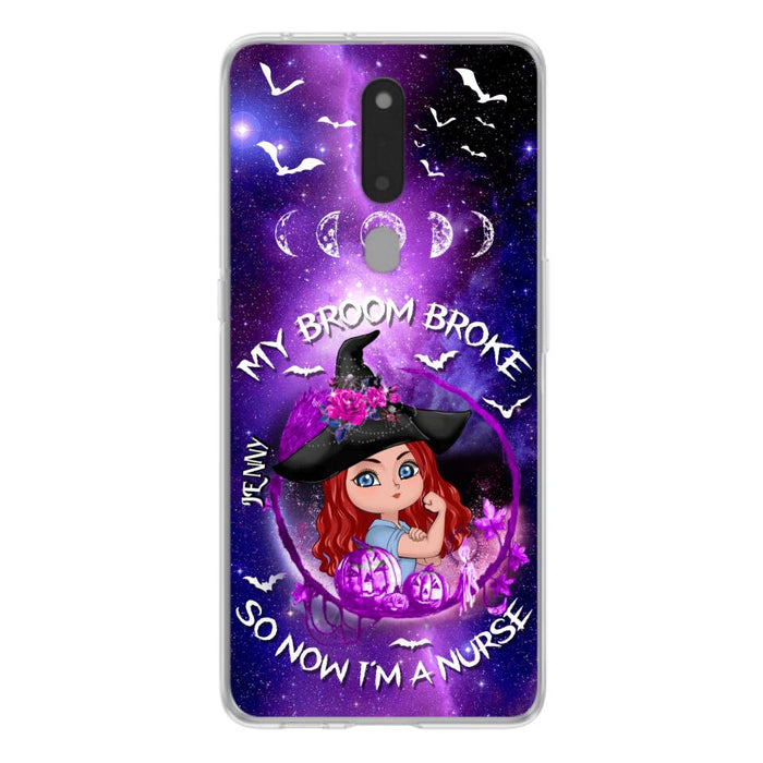 Custom Personalized Witch Nurse Phone Case - Halloween Gift Idea For Nurse - My Broom Broke So Now I'm A Nurse - Case for Huawei, Xiaomi & Oppo