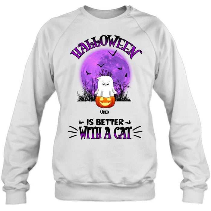 Custom Personalized Halloween Cats Shirt/ Hoodie - Gift Idea For Halloween/ Cat Lovers - Upto 6 Cats - Purranormal Cativity