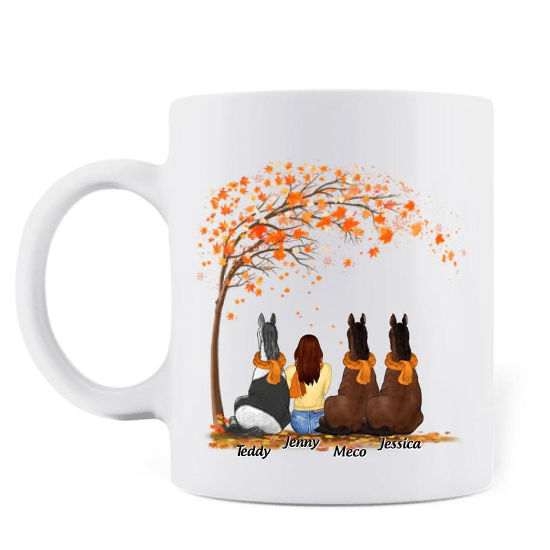 Personalized Horse Mom In Autumn Mug - Girl With Up to 3 Horses - Best Gift For Horse Lover - Rocking The Horse Mom Life
