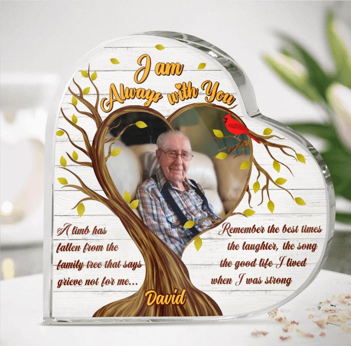 Custom Personalized Memorial Photo Crystal Heart - Memorial Gift Idea - I Am Always With You