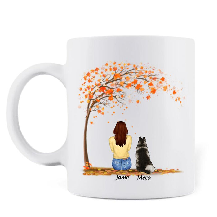 Custom Personalized Horse Dog Mom In Autumn Mug - Upto 3 Horses/ Dogs - Easily Distracted By Fall Dogs And Horses