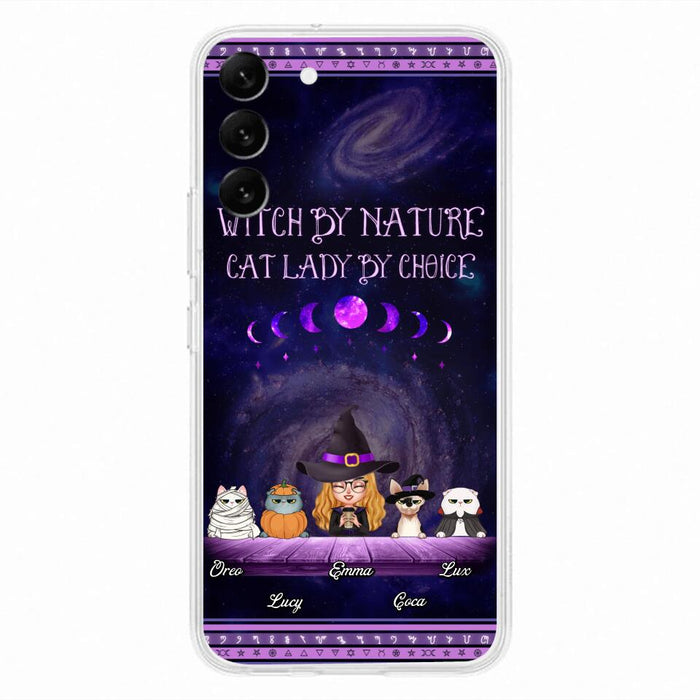 Custom Personalized Witch Phone Case for iPhone/ Samsung - Gift Idea For Halloween/ Pet Lovers with up to 4 Pets - Witch By Nature, Cat Lady By Choice