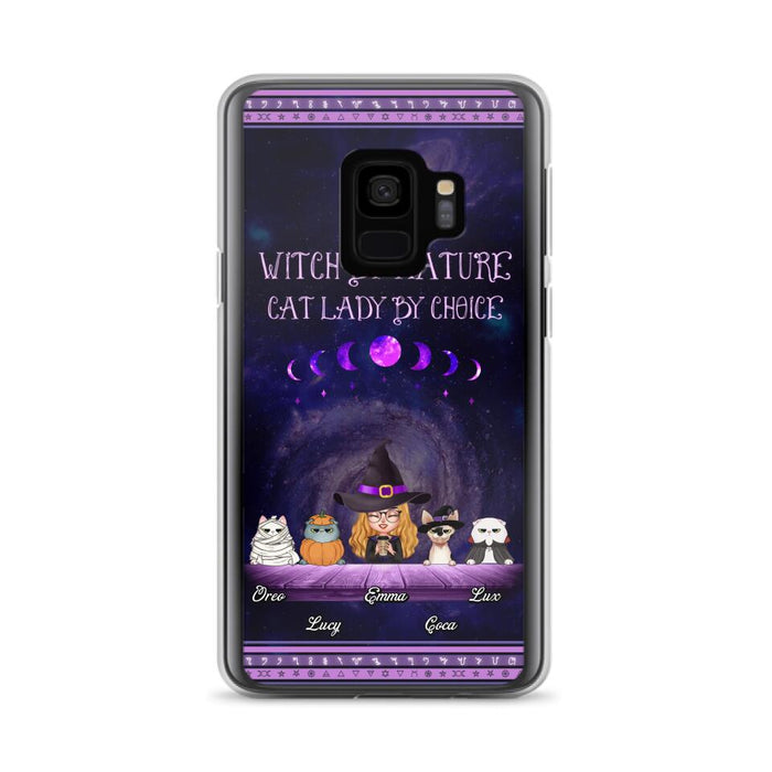 Custom Personalized Witch Phone Case for iPhone/ Samsung - Gift Idea For Halloween/ Pet Lovers with up to 4 Pets - Witch By Nature, Cat Lady By Choice