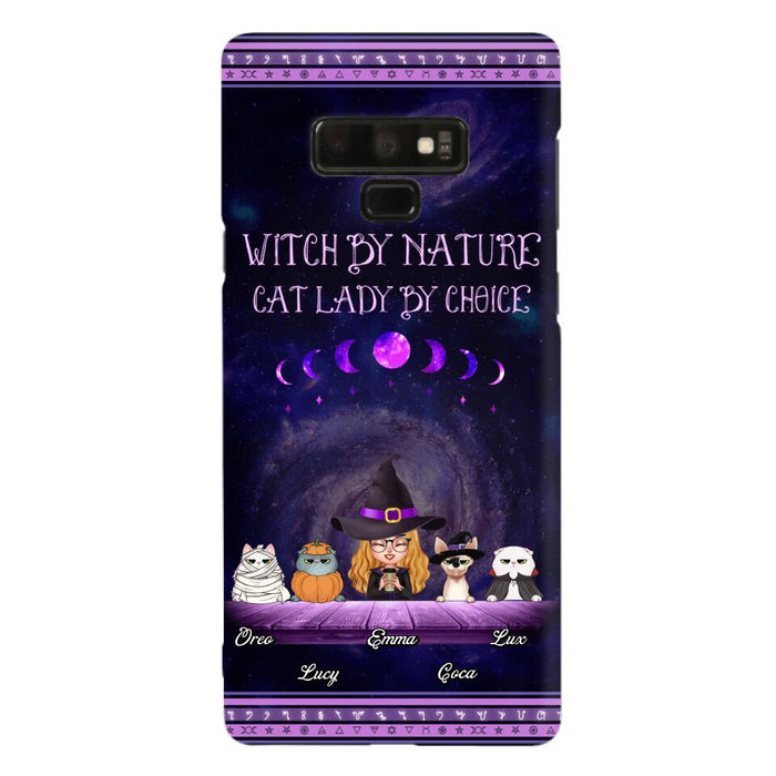 Custom Personalized Witch Phone Case for iPhone/ Samsung - Gift Idea For Halloween/ Pet Lovers with up to 4 Pets - Witch By Nature, Cat Lady By Choice