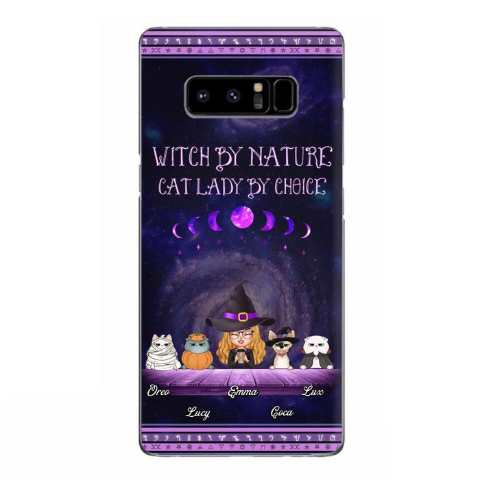 Custom Personalized Witch Phone Case for iPhone/ Samsung - Gift Idea For Halloween/ Pet Lovers with up to 4 Pets - Witch By Nature, Cat Lady By Choice