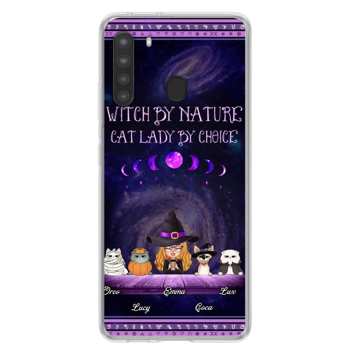 Custom Personalized Witch Phone Case for iPhone/ Samsung - Gift Idea For Halloween/ Pet Lovers with up to 4 Pets - Witch By Nature, Cat Lady By Choice