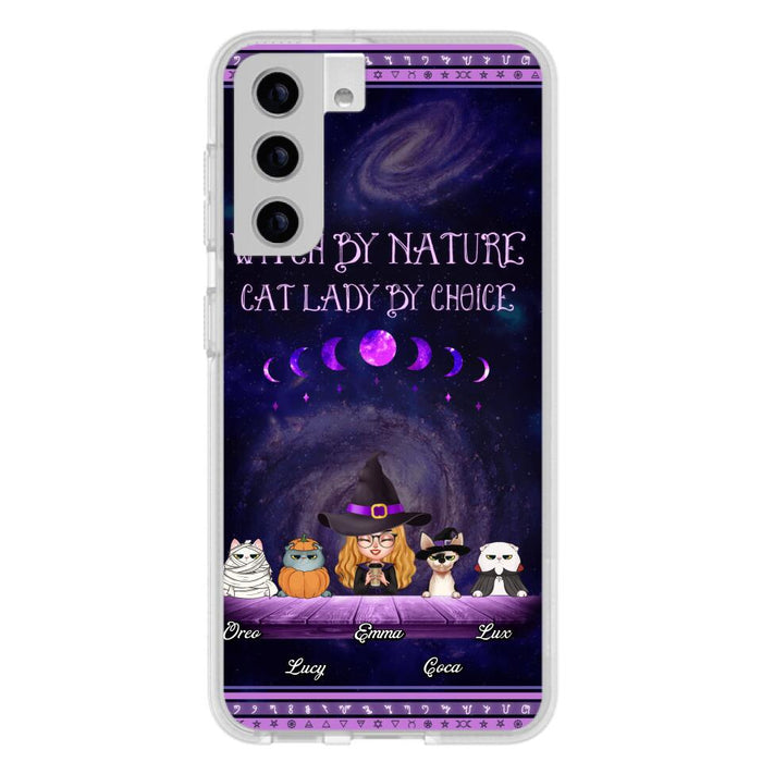 Custom Personalized Witch Phone Case for iPhone/ Samsung - Gift Idea For Halloween/ Pet Lovers with up to 4 Pets - Witch By Nature, Cat Lady By Choice