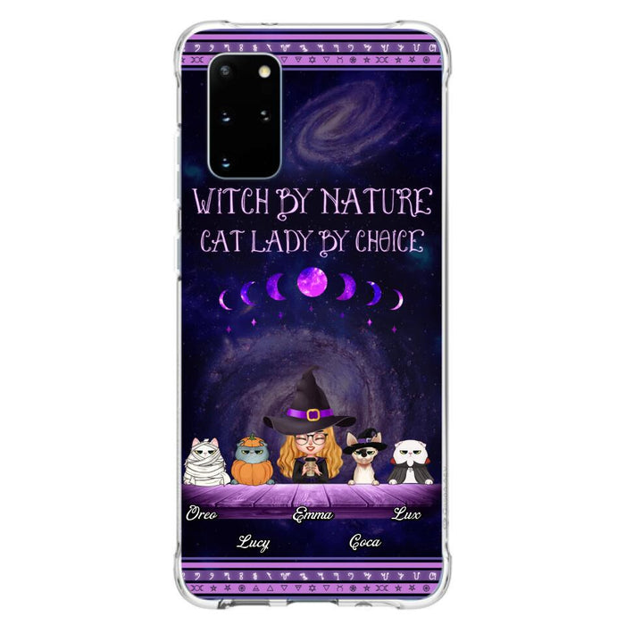 Custom Personalized Witch Phone Case for iPhone/ Samsung - Gift Idea For Halloween/ Pet Lovers with up to 4 Pets - Witch By Nature, Cat Lady By Choice