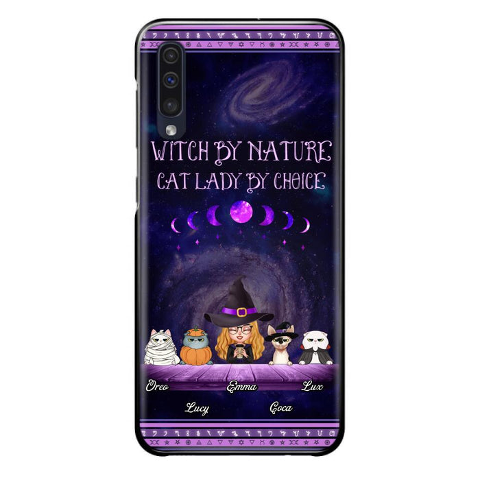 Custom Personalized Witch Phone Case for iPhone/ Samsung - Gift Idea For Halloween/ Pet Lovers with up to 4 Pets - Witch By Nature, Cat Lady By Choice