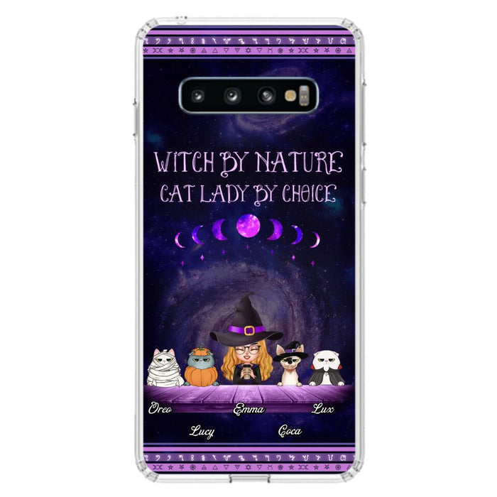 Custom Personalized Witch Phone Case for iPhone/ Samsung - Gift Idea For Halloween/ Pet Lovers with up to 4 Pets - Witch By Nature, Cat Lady By Choice