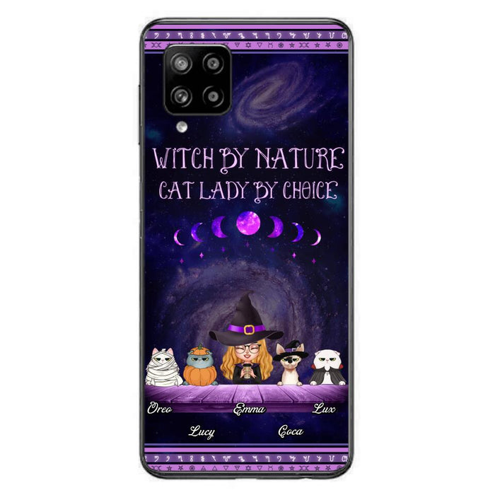 Custom Personalized Witch Phone Case for iPhone/ Samsung - Gift Idea For Halloween/ Pet Lovers with up to 4 Pets - Witch By Nature, Cat Lady By Choice