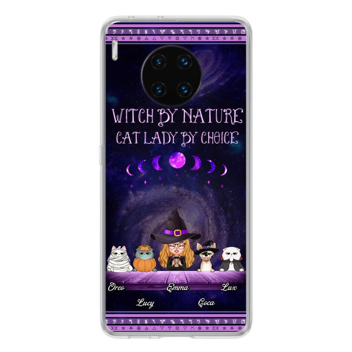 Custom Personalized Witch Phone Case for Huawei/Oppo/Xiaomi - Gift Idea For Halloween/ Pet Lovers with up to 4 Pets - Witch By Nature, Cat Lady By Choice