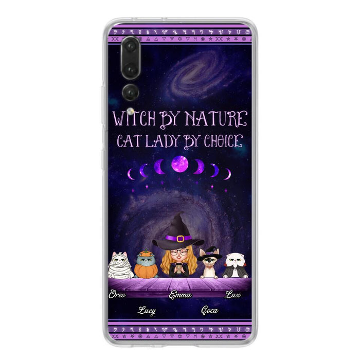 Custom Personalized Witch Phone Case for Huawei/Oppo/Xiaomi - Gift Idea For Halloween/ Pet Lovers with up to 4 Pets - Witch By Nature, Cat Lady By Choice