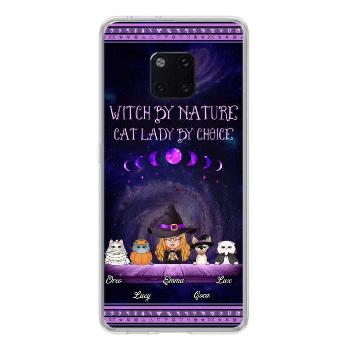 Custom Personalized Witch Phone Case for Huawei/Oppo/Xiaomi - Gift Idea For Halloween/ Pet Lovers with up to 4 Pets - Witch By Nature, Cat Lady By Choice