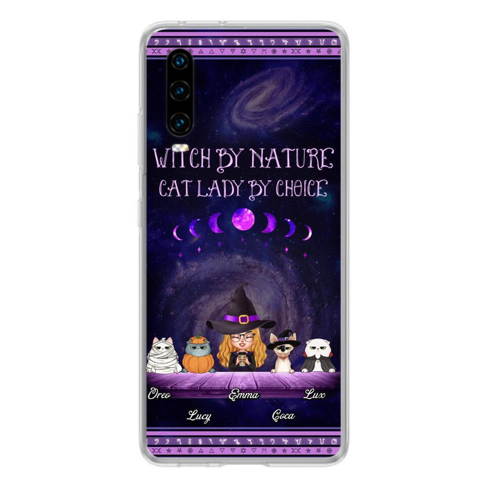 Custom Personalized Witch Phone Case for Huawei/Oppo/Xiaomi - Gift Idea For Halloween/ Pet Lovers with up to 4 Pets - Witch By Nature, Cat Lady By Choice