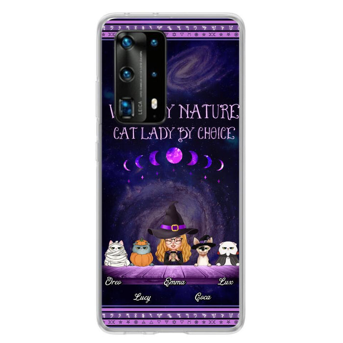 Custom Personalized Witch Phone Case for Huawei/Oppo/Xiaomi - Gift Idea For Halloween/ Pet Lovers with up to 4 Pets - Witch By Nature, Cat Lady By Choice