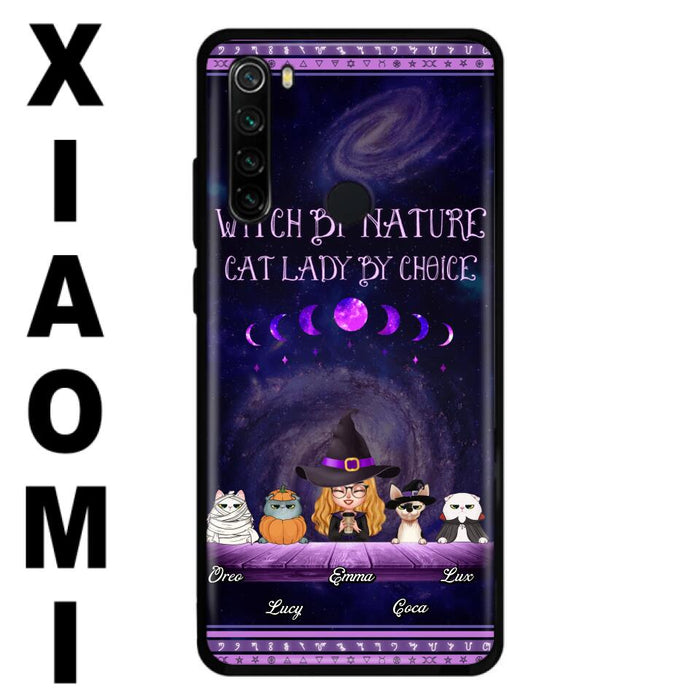 Custom Personalized Witch Phone Case for Huawei/Oppo/Xiaomi - Gift Idea For Halloween/ Pet Lovers with up to 4 Pets - Witch By Nature, Cat Lady By Choice