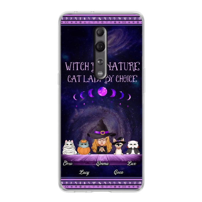 Custom Personalized Witch Phone Case for Huawei/Oppo/Xiaomi - Gift Idea For Halloween/ Pet Lovers with up to 4 Pets - Witch By Nature, Cat Lady By Choice