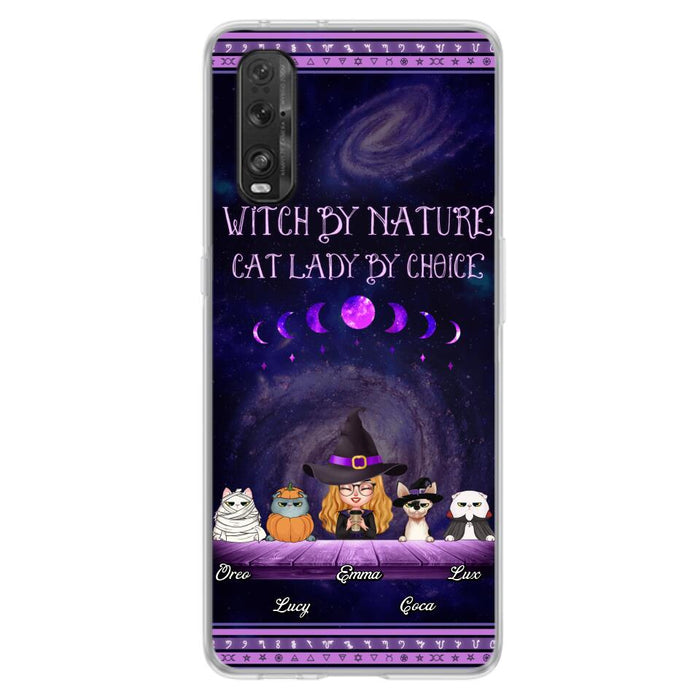 Custom Personalized Witch Phone Case for Huawei/Oppo/Xiaomi - Gift Idea For Halloween/ Pet Lovers with up to 4 Pets - Witch By Nature, Cat Lady By Choice