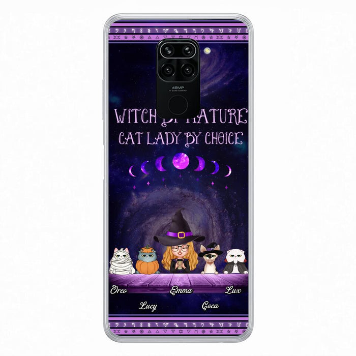 Custom Personalized Witch Phone Case for Huawei/Oppo/Xiaomi - Gift Idea For Halloween/ Pet Lovers with up to 4 Pets - Witch By Nature, Cat Lady By Choice