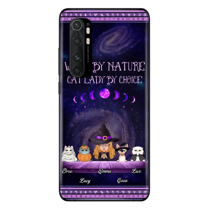 Custom Personalized Witch Phone Case for Huawei/Oppo/Xiaomi - Gift Idea For Halloween/ Pet Lovers with up to 4 Pets - Witch By Nature, Cat Lady By Choice