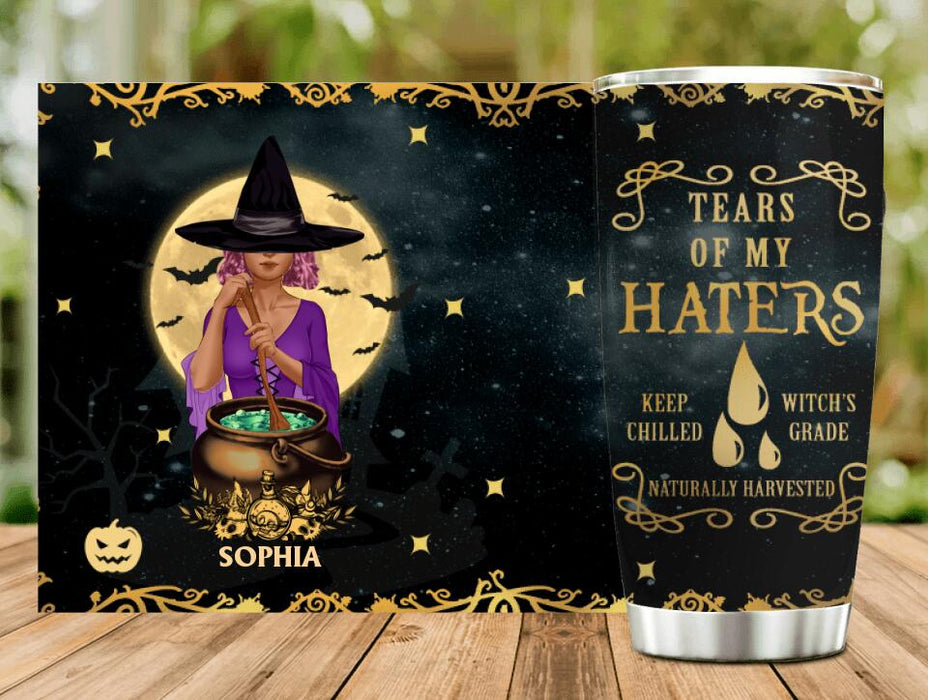 Custom Personalized Witch Tumbler - Halloween Gift Idea For Friends - Tears Of My Haters