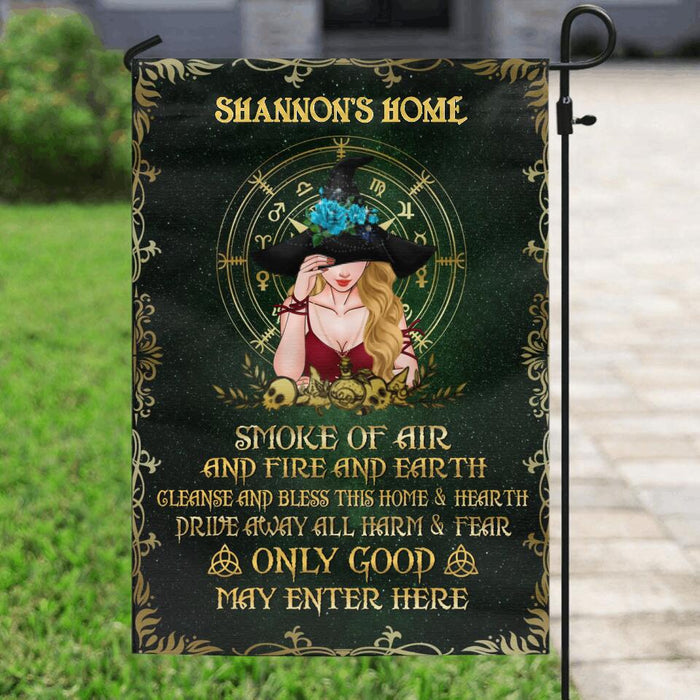 Custom Personalized Witch Home Flag Sign - Best Gift Idea For Halloween - Smoke Of Air And Fire And Earth