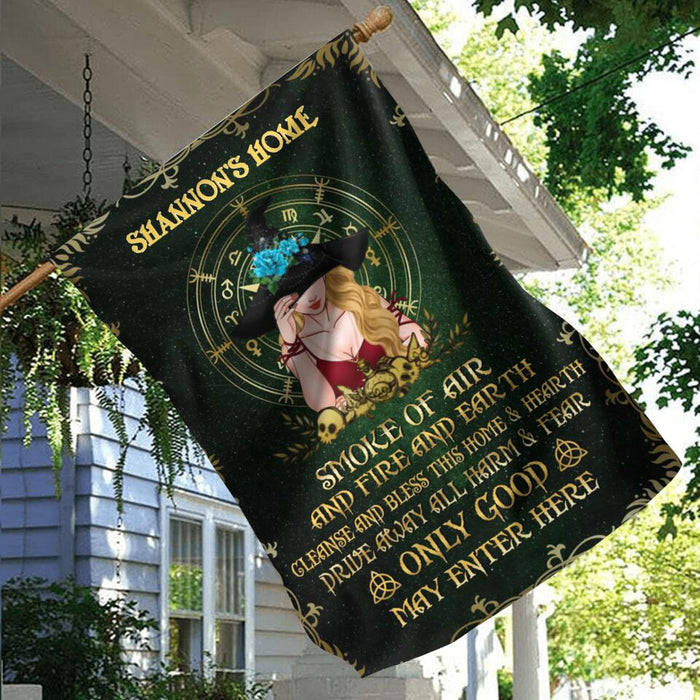 Custom Personalized Witch Home Flag Sign - Best Gift Idea For Halloween - Smoke Of Air And Fire And Earth