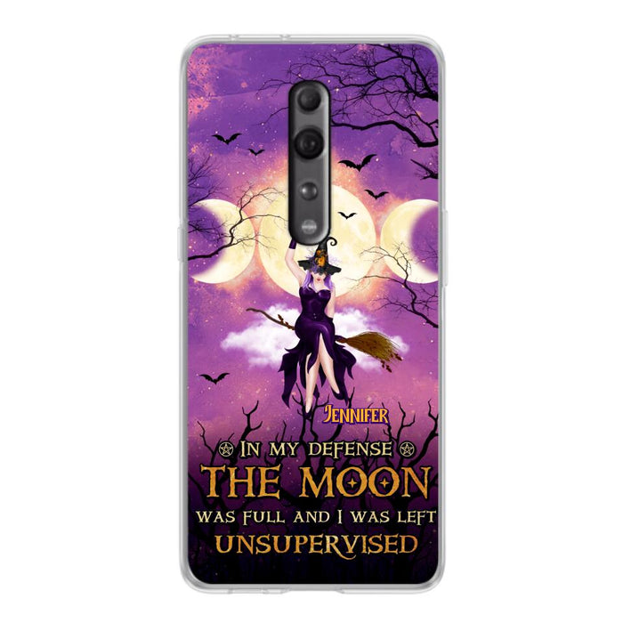 Custom Personalized Witch Riding Broom Phone Case - Halloween Gift Idea For Friends - In My Defense The Moon Was Full And I Was Left Unsupervised - Case For Xiaomi, Oppo And Huawei