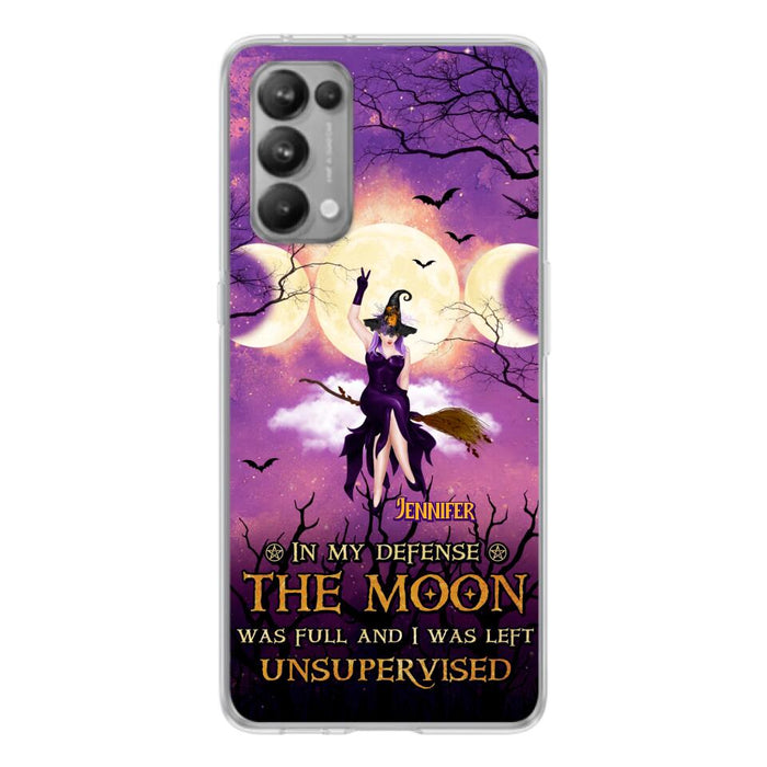 Custom Personalized Witch Riding Broom Phone Case - Halloween Gift Idea For Friends - In My Defense The Moon Was Full And I Was Left Unsupervised - Case For Xiaomi, Oppo And Huawei