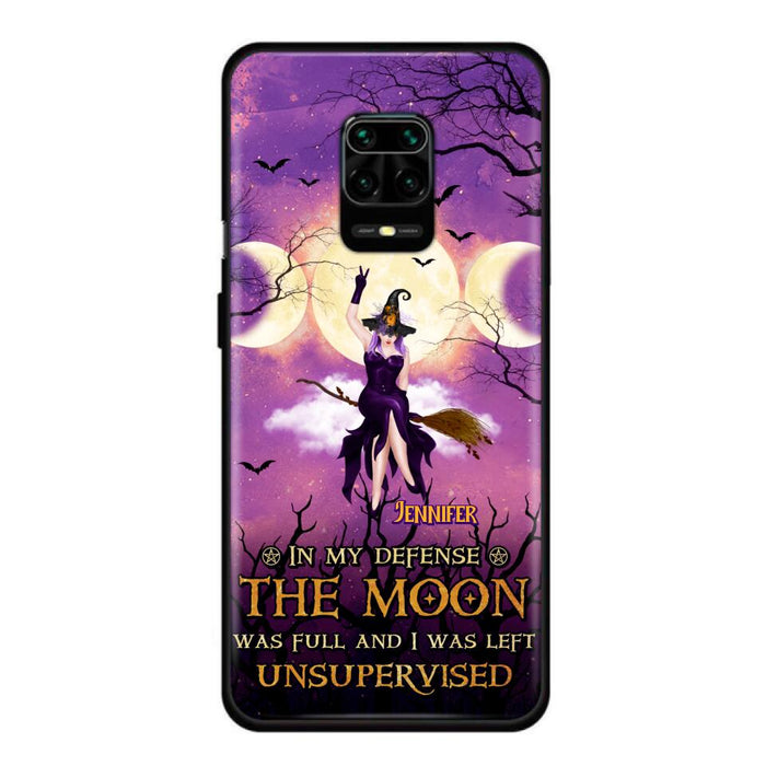 Custom Personalized Witch Riding Broom Phone Case - Halloween Gift Idea For Friends - In My Defense The Moon Was Full And I Was Left Unsupervised - Case For Xiaomi, Oppo And Huawei