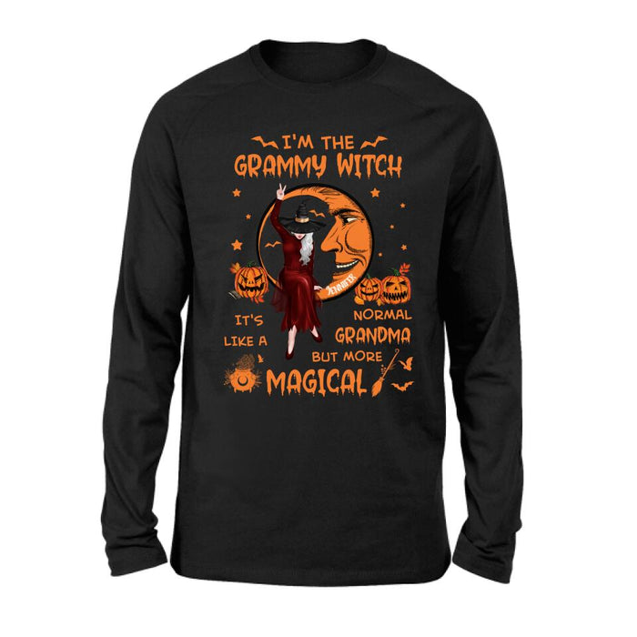 Custom Personalized Grandma Witch Shirt/ Hoodie - Gift Idea For Halloween/ Grandma - I'm The Grammy Witch It's Like A Normal Grandma But More Magical